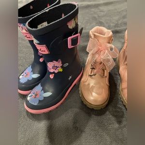 Joules rain boots and pink boots 10t